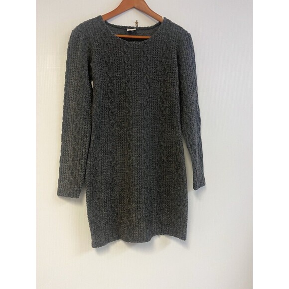 United Colors Of Benetton Dresses & Skirts - Benetton long sweater dress Womens M Gray Knit wool blend Crew‎ Neck Cozy Prep
